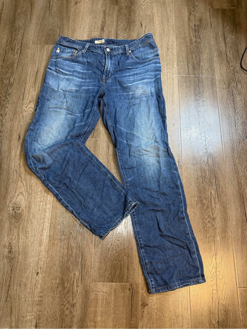 Men's Blue Washed Straight-Leg Jeans